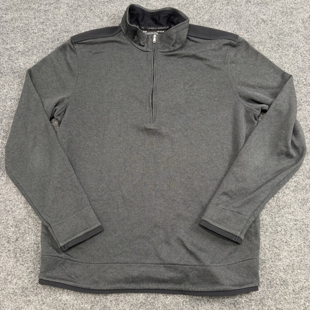 Under Armour SweaterFleece 1/4 Zip Pullover Mens L Gray ColdGear Loose Golf